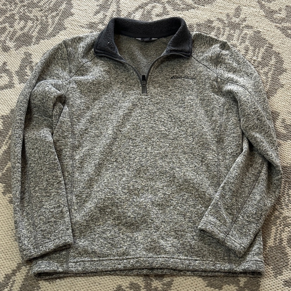 Eddie Bauer Men's Heathered Gray Zip-Up Sweater